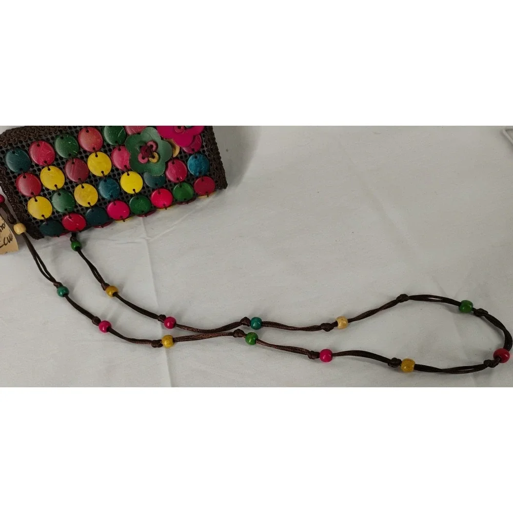 Double Sided‎ Crossbody Beaded Knit Purse Multicolored Disks From Equador